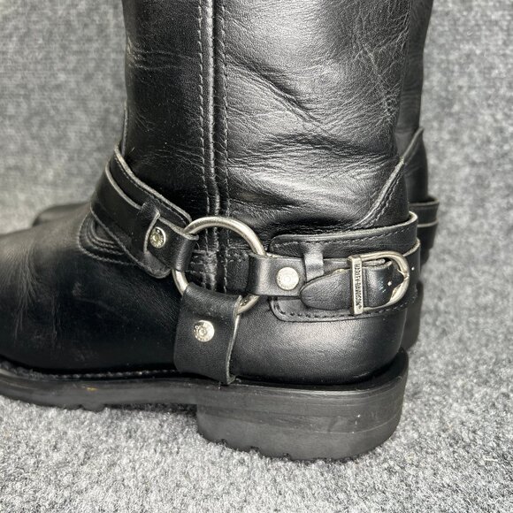Harley Davidson Harness‎ Boots Men's Size 8 Black Leather Motorcycle Riding Pull - Picture 6 of 16